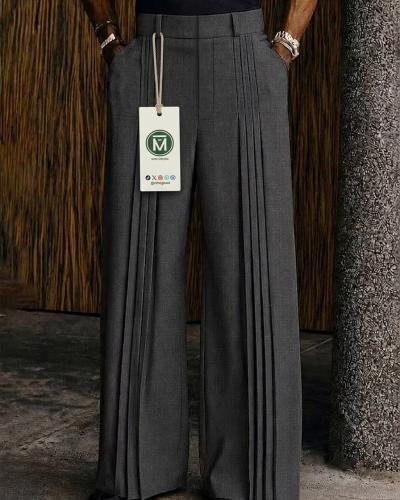 Polished men's Front-Pleat Design Suit Pants