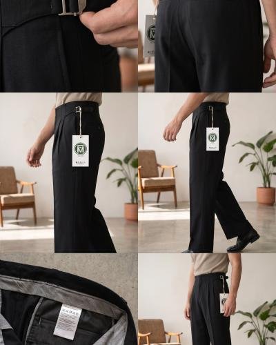 Men‘s Dress Pants Classic Gurkha Pants semi-wide-Fit Trousers
